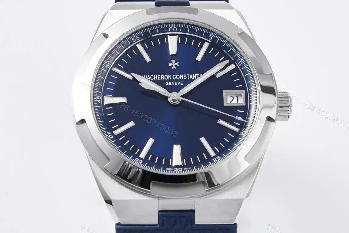 View 3 of 8F Factory Vacheron Constantin Overseas 4500V Series – Blue Dial Stainless Steel Watch with Blue Rubber Strap, 41mm