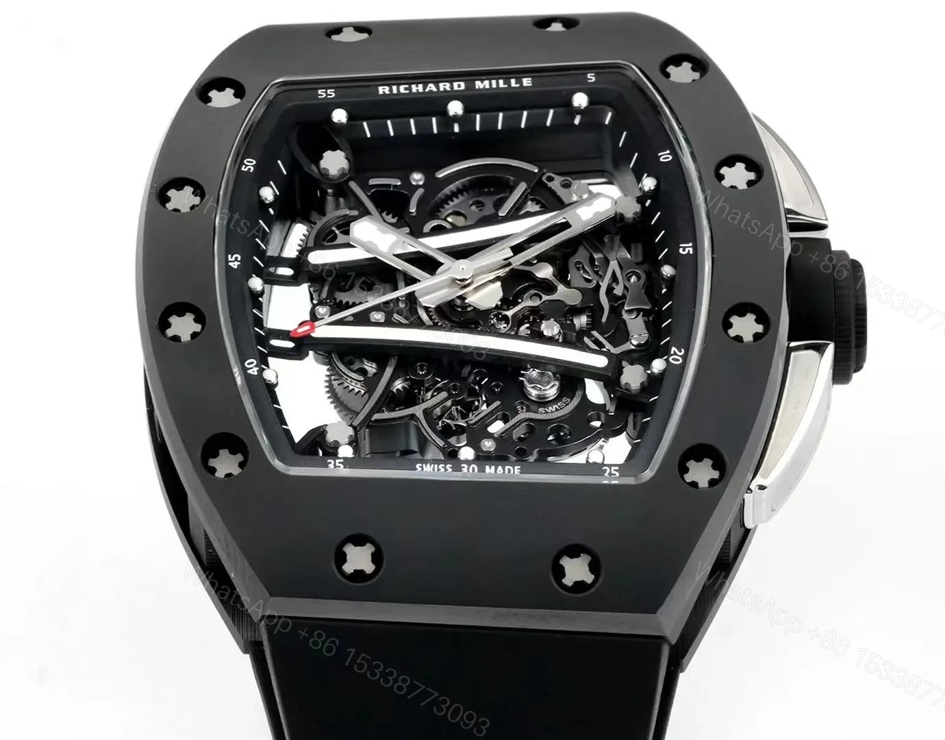 View 3 of Richard Mille RM61-01 Watch TZP-N Zirconia Ceramic NTPT Carbon Fiber Case Skeleton Dial RMUL2 Manual Winding Movement 55H Power Reserve Sports Edition RM61-01-RC-NTPT-RMUL2