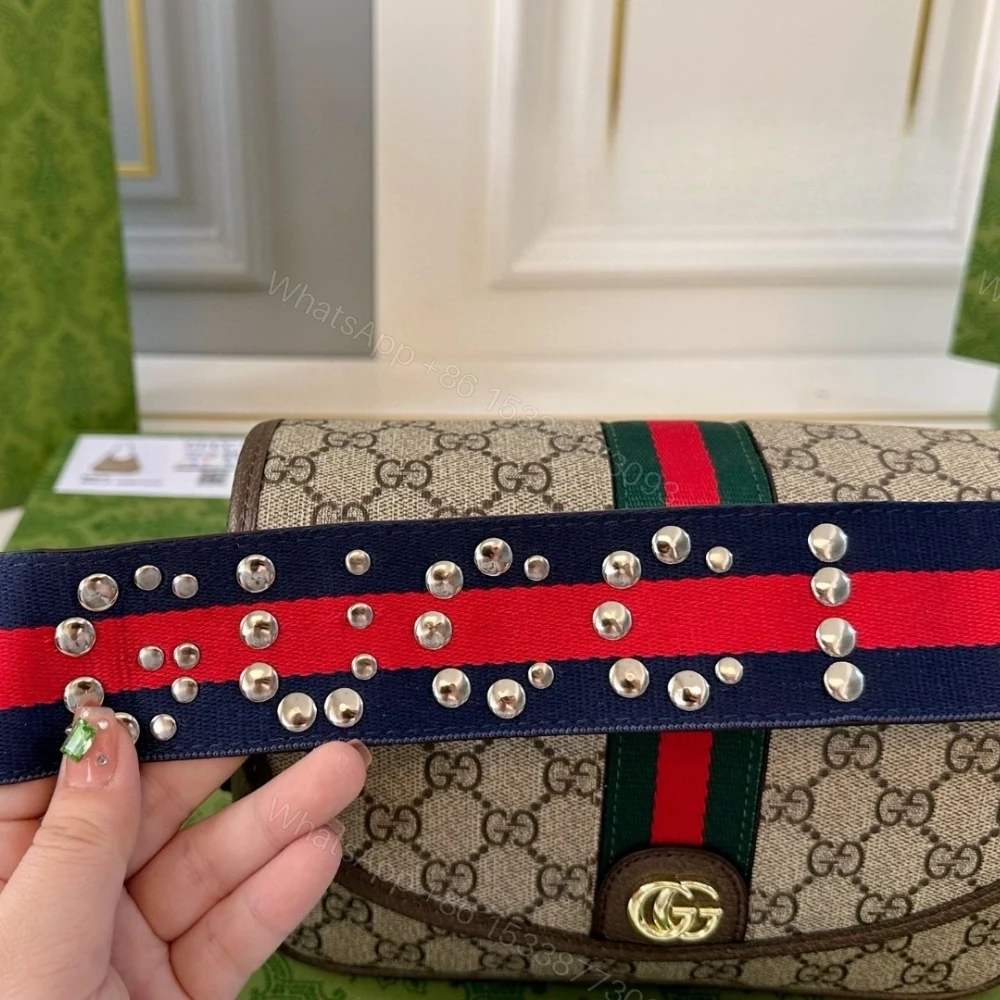View 3 of GUCCI OPHIDIA SMALL SHOULDER BAG BEIGE AND DARK BROWN 23CM 722117 FAAX3 9789