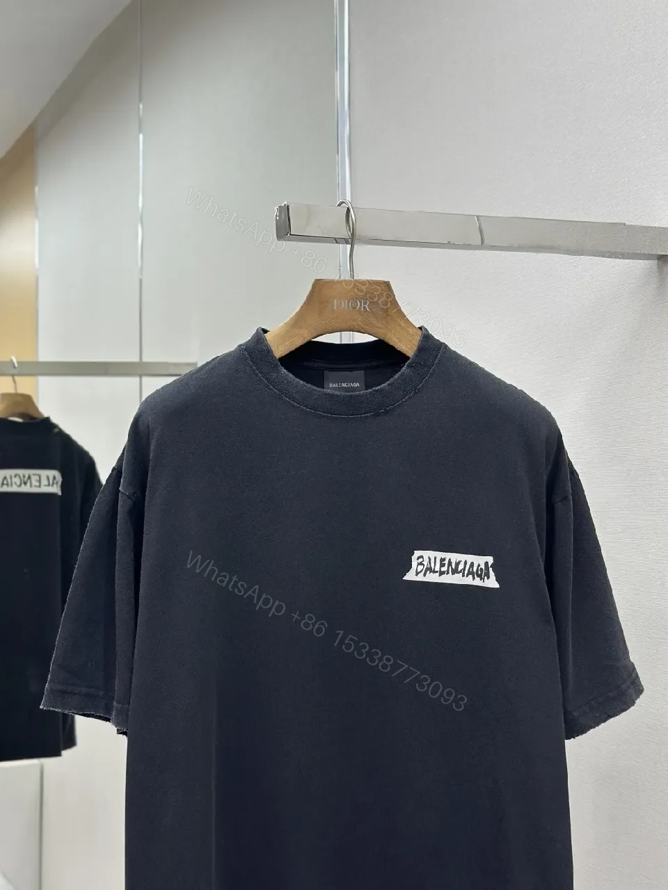 View 2 of Black Cotton Tee Patch Edge Minimalist Logo Tee