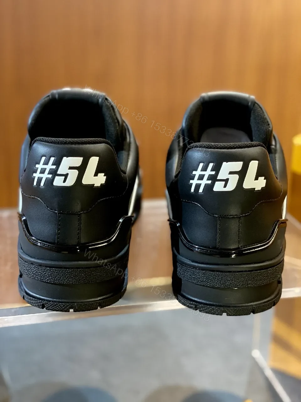 View 3 of Monochrome Leather Trainers with Monogram Piping, Luxury Sneaker