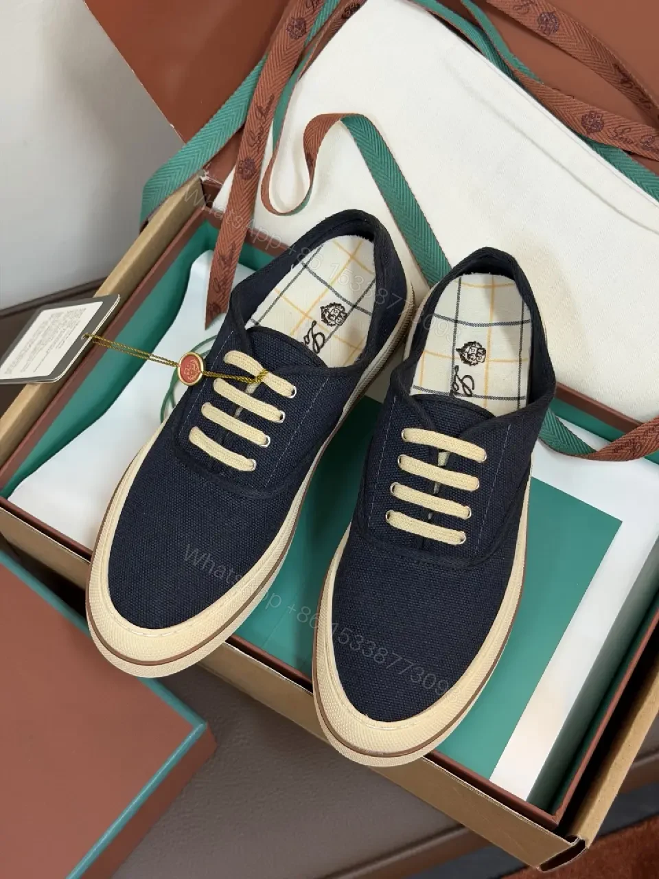 View 4 of Chic Navy Canvas Platform Sneakers with Cream Sole - Everyday Luxe