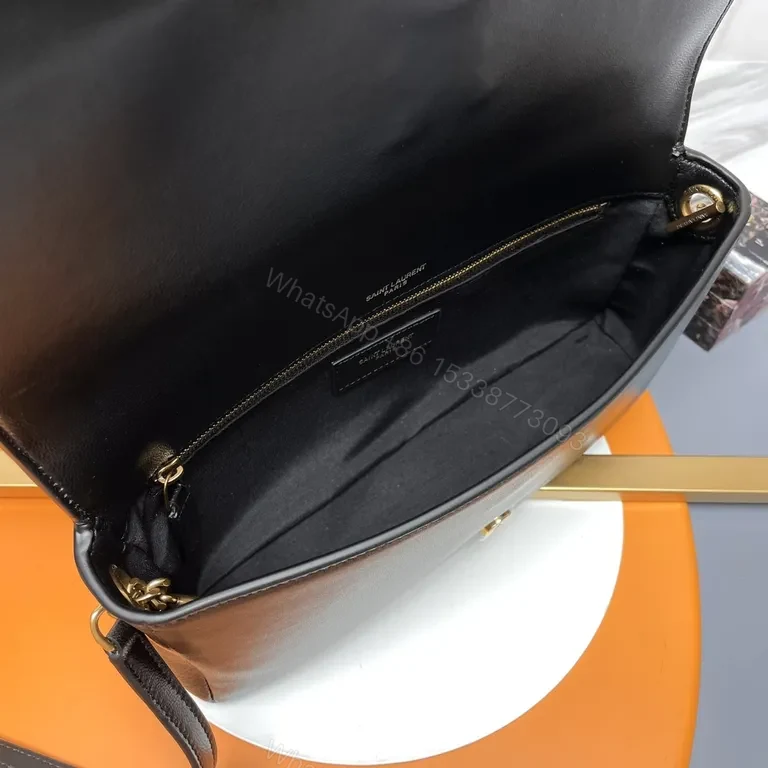 View 8 of Chic Black Leather YSL Tassel Shoulder Bag