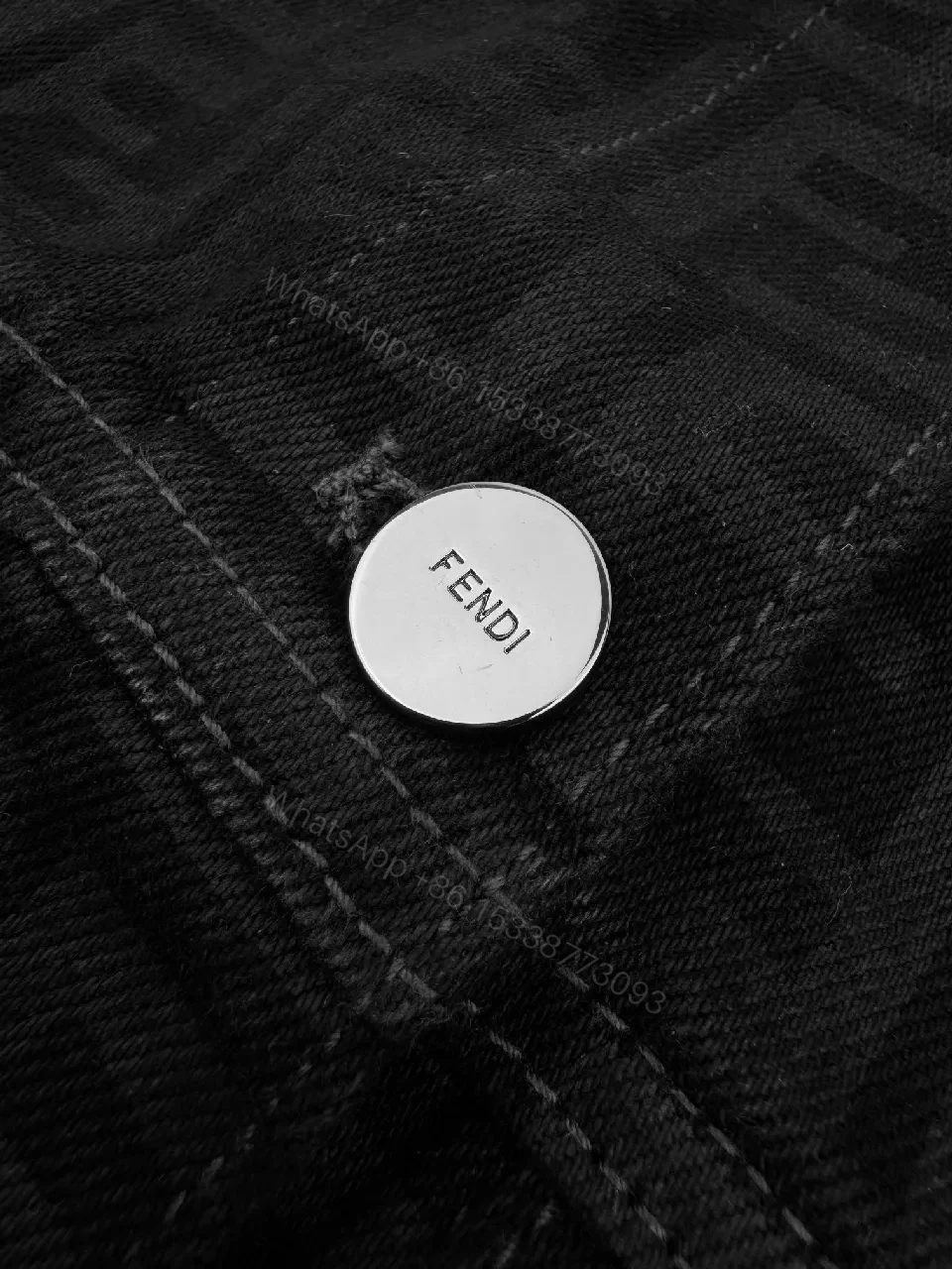 View 5 of Monogram Denim Jacket: Subtle Texture, Luxe Style, Modern Fit