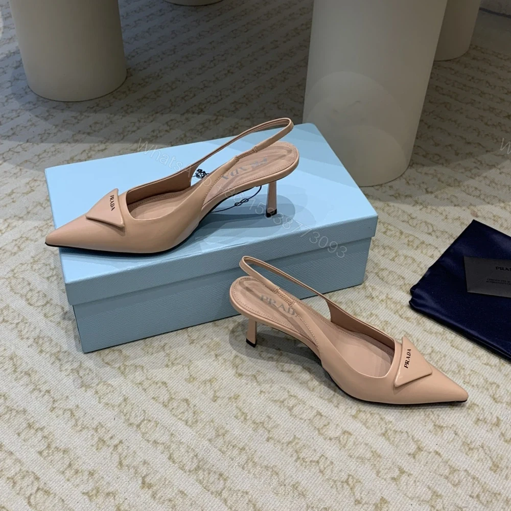 View 8 of 高仿Prada*1I901N露跟印花徽標高跟鞋7.5CM膚色免檢版