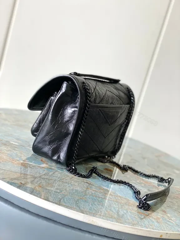 View 5 of Compact Luxe Crossbody: Textured Black Leather, YSL-Inspired