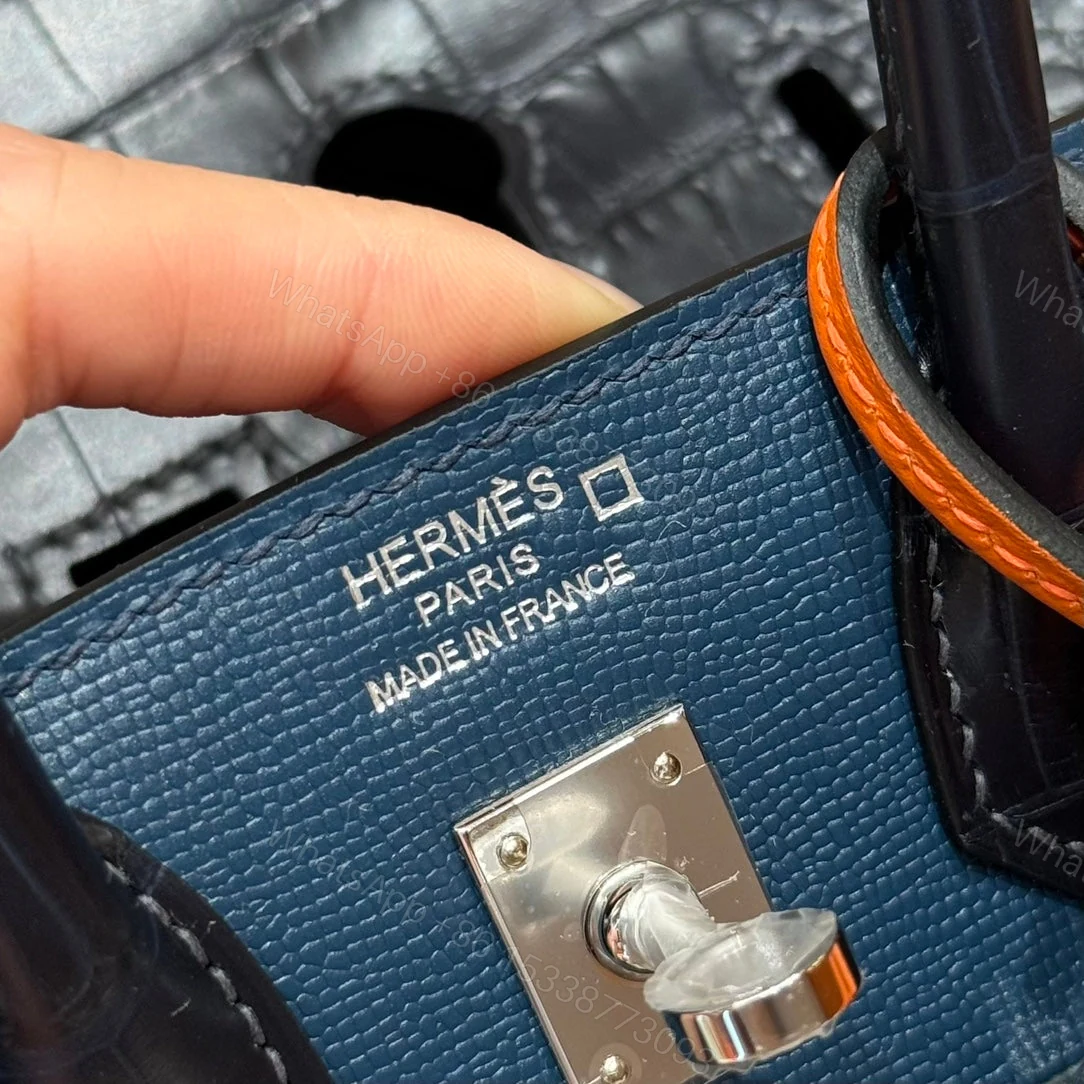 View 5 of HERMES BIRKIN FAUBOURG TOUCH 20 IN NAVY BLUE WITH SILVER HARDWARE