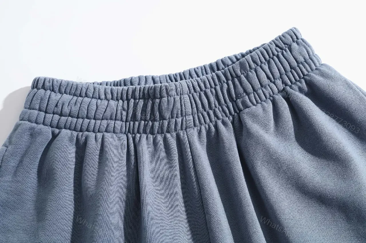 View 2 of Blue Denim Cotton Shorts Free Elastic Waist Balenciaga Style