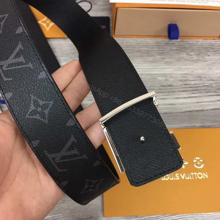 View 2 of Statement Leather Belt: LV-Inspired Buckle, All-Season Style