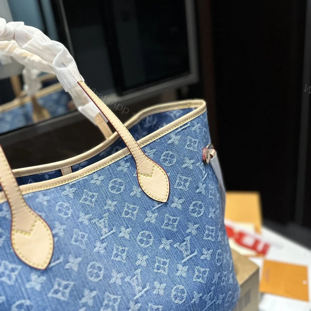 View 3 of Louis Vuitton Neverfull MM Bag Denim Blue 31Cm M13192