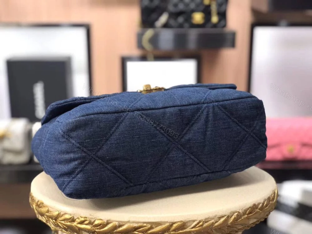 View 4 of Chanel 19 Flap Bag Denim Blue 25Cm