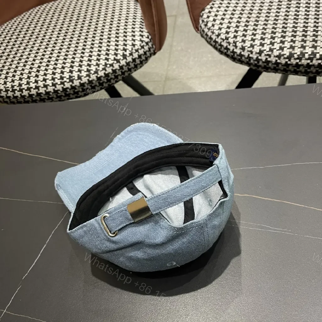 View 4 of Denim Cap with Embroidered Metallic Monogram - Everyday Luxe Cap