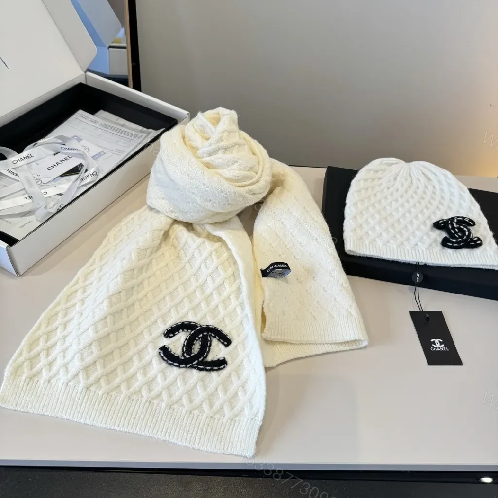 View 3 of Cream Knit Cap & Beanie Duo - Textured Luxury Warmth