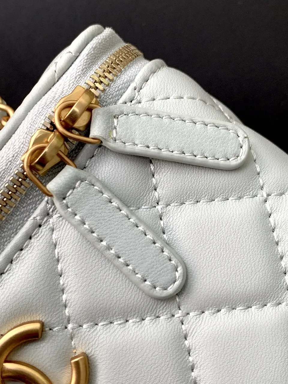 View 7 of Light Blue Quilted Mini Bag with Gold Accents and Chain