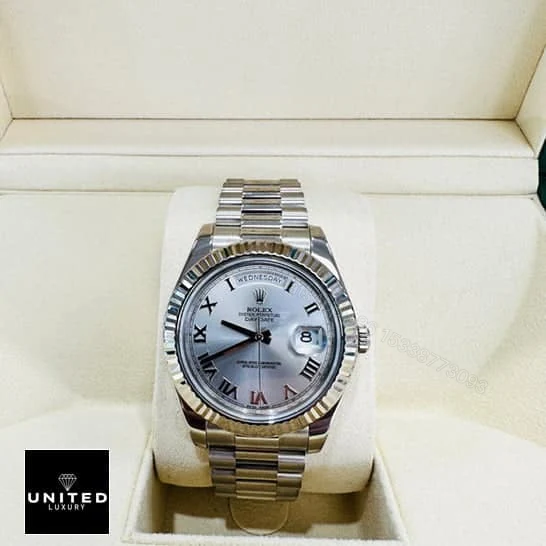 View 3 of Rolex Day-Date II 218239 Grey Roman Dial Replica