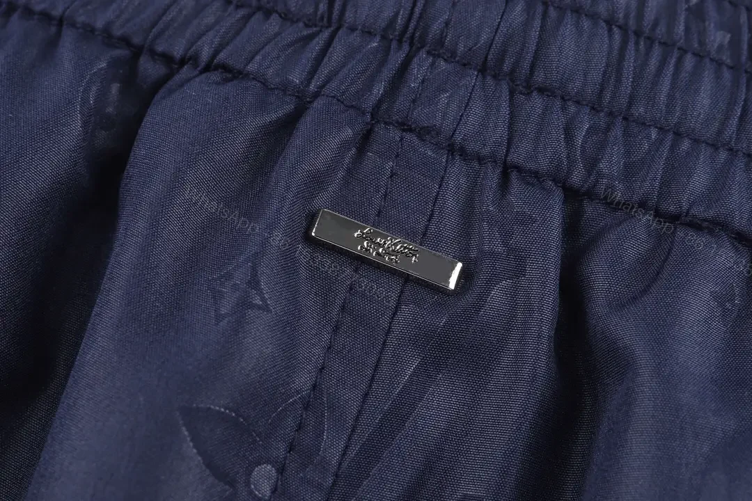 View 8 of Blue Leather-Look Louis Vuitton Monogram Print Shorts