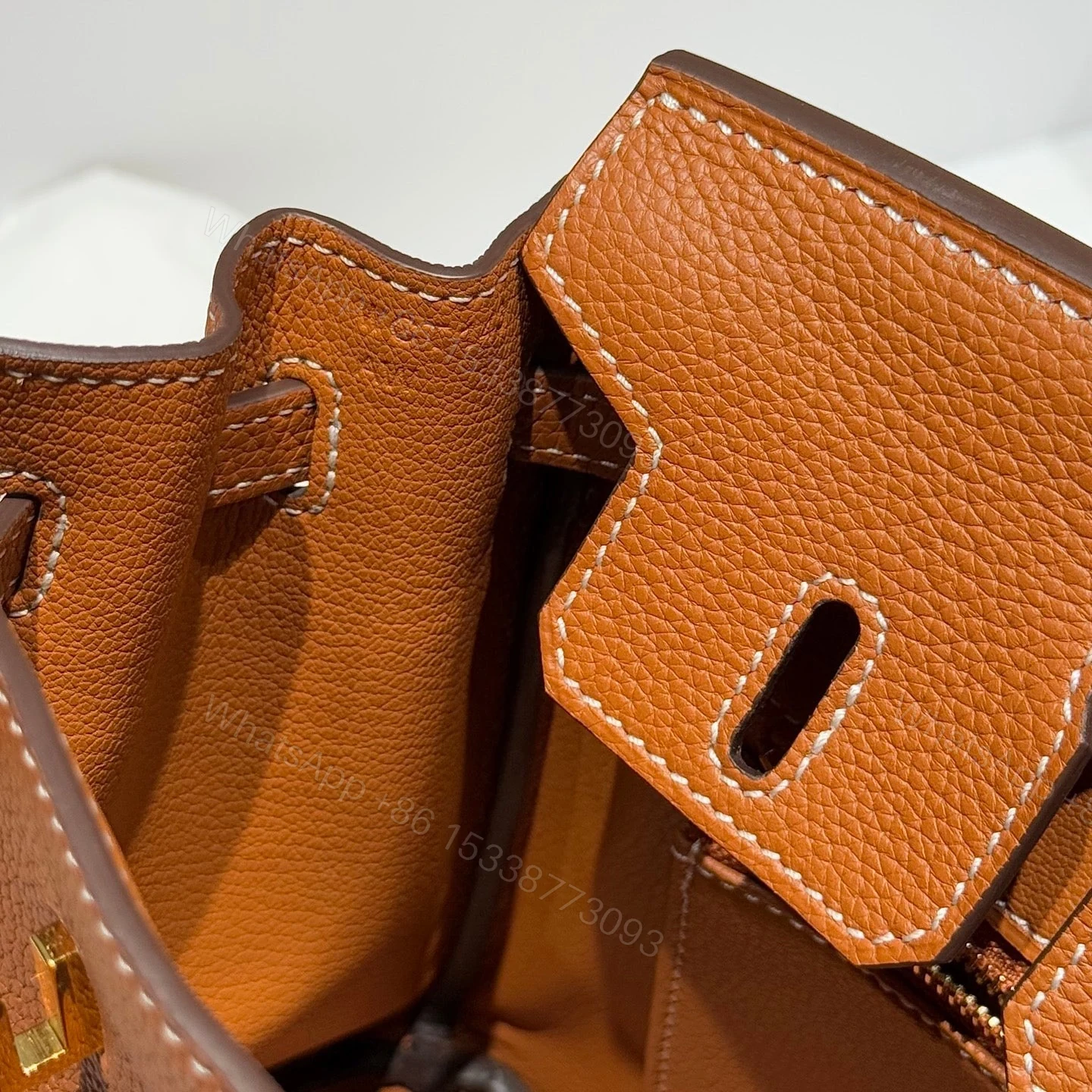 View 6 of HERMES 25S MEDIUM BIRKIN 25 IN BURNT ORANGE CALFSKIN GOLD HARDWARE