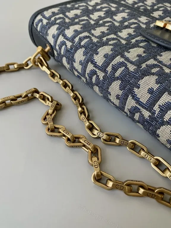 View 4 of Black Jacquard Mini Satchel: Dior-Inspired with Gold DIOR Lock