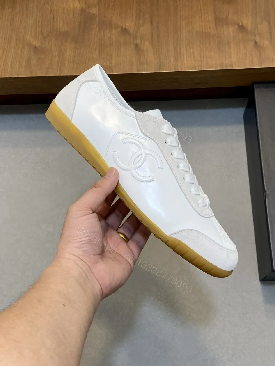 View 6 of Minimalist White Leather Sneakers, Subtle Detail, Everyday Luxury Shoes
