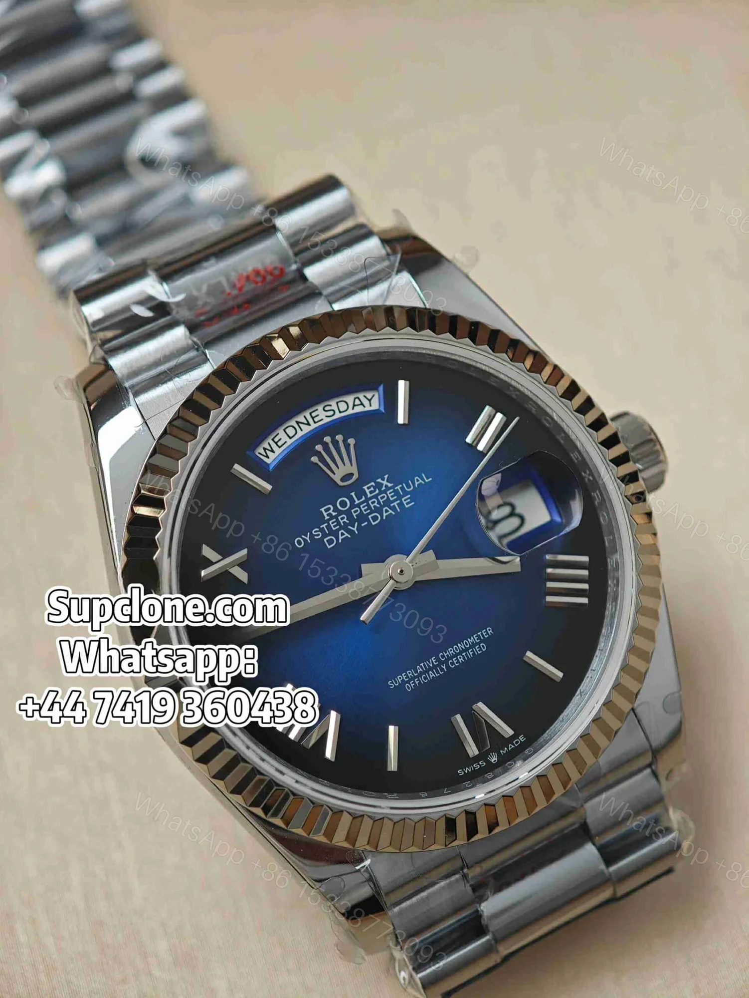 View 5 of Rolex Day-Date 36mm Gradient Blue Dial – Super Clone 1:1 Replica Cal. 3255