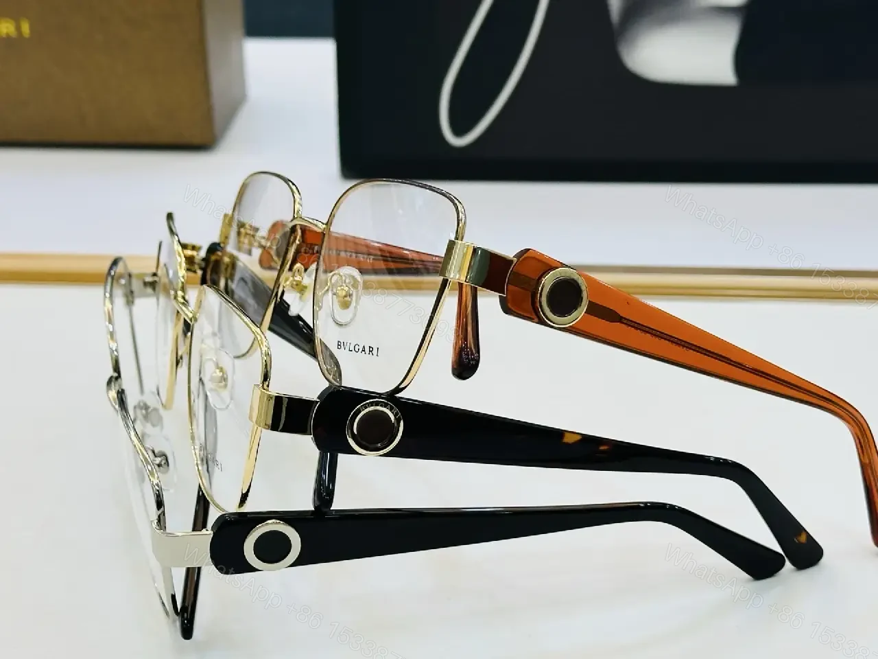 View 8 of Titanium Frame Eyewear: Two-Tone, Oversized Square Glasses