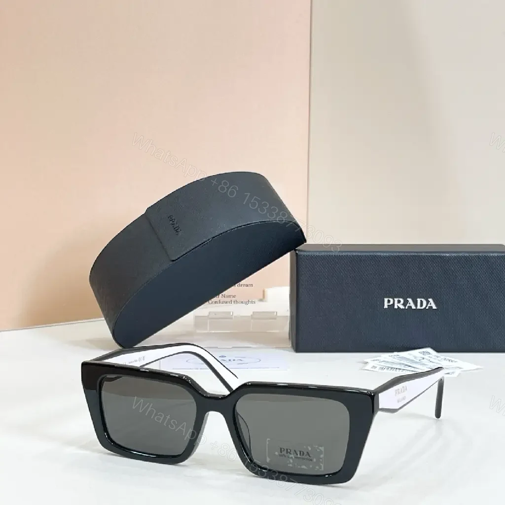 View 2 of Black Rectangle Sunglasses, Prada, Thick Frame, Gradient Lenses, Oversized Sunnies