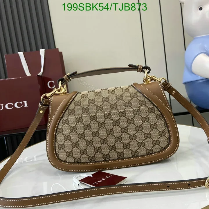 View 3 of Gucci Small Top Handle Bag in Beige and Dark Brown – GG Canvas & Leather (Model 819957)
