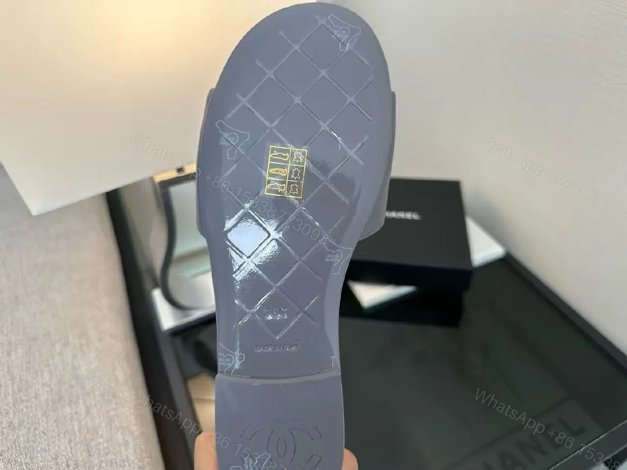 View 9 of Quilted Gray Slip-Ons: Luxe Comfort Slide with Hardware