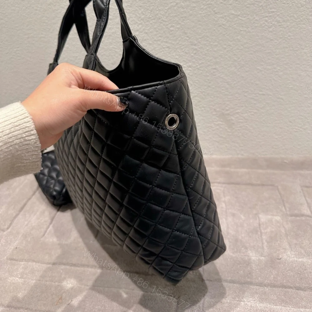 View 3 of Saint Laurent Icare Shopping Bag In Quilted Black Silver 40Cm