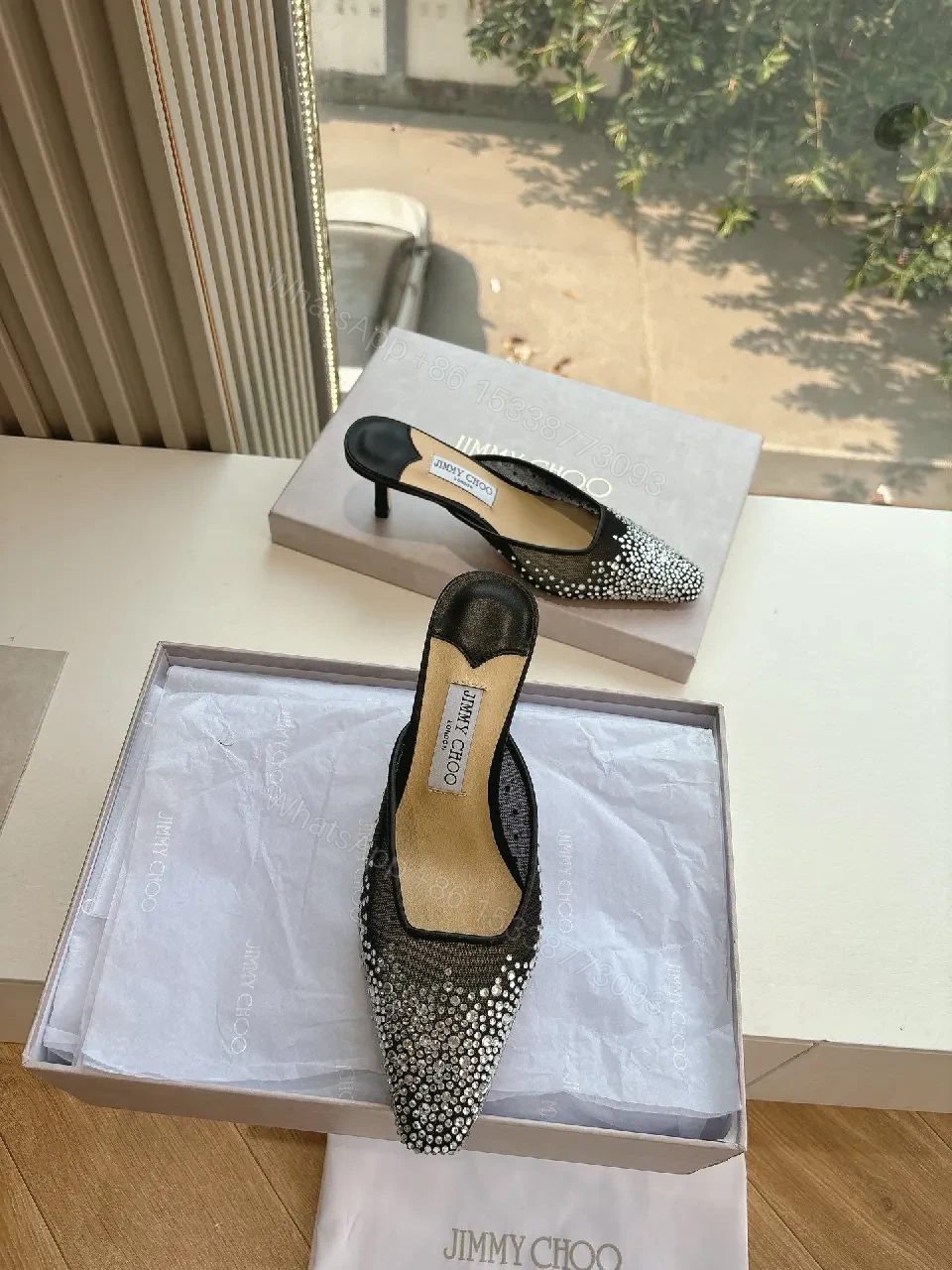 View 9 of Elegant Crystal-Embellished Slip-Ons: Luxe Comfort Mule
