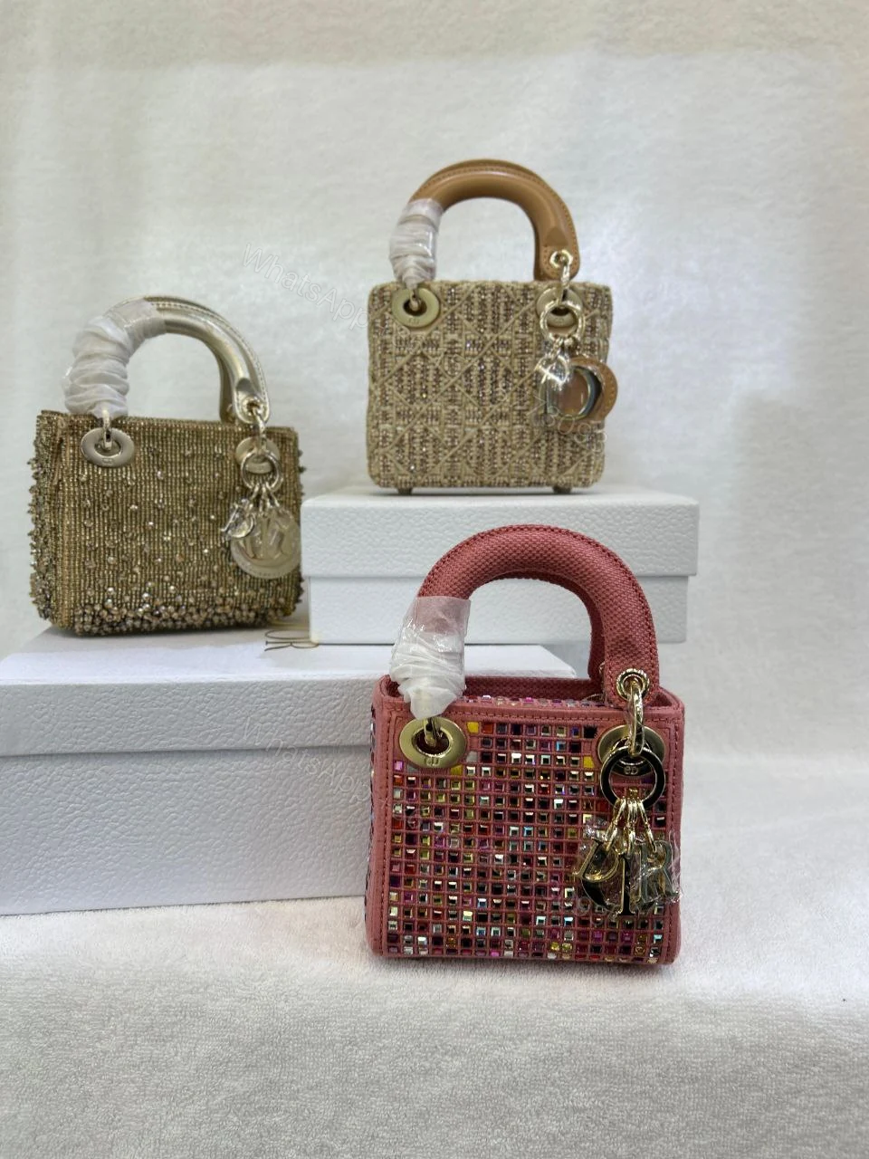 View 3 of CHRISTIAN DIOR Metallic Calfskin Crystal Mini Lady Dior