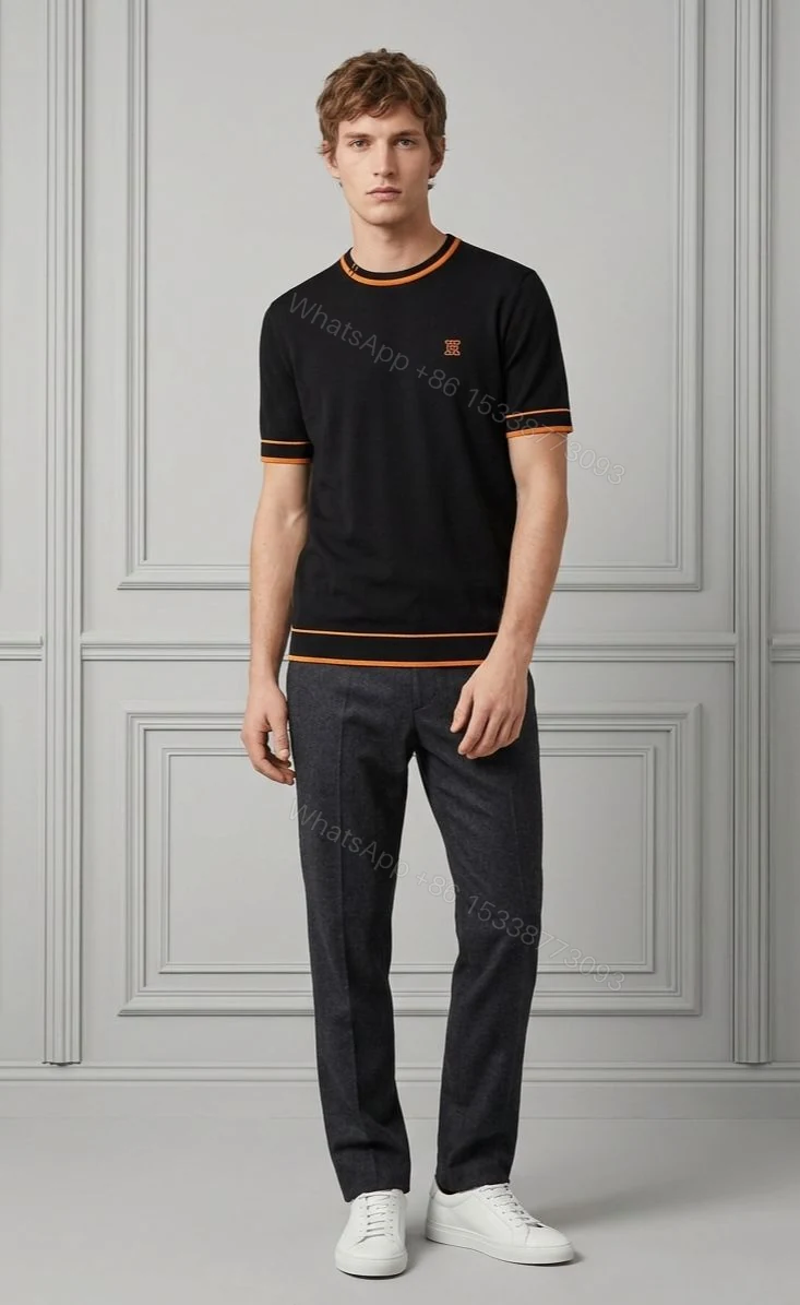 View 4 of FIRST COPY HERMES DESIGNER KNITTED ROUND NECK SUMMER T-SHIRT