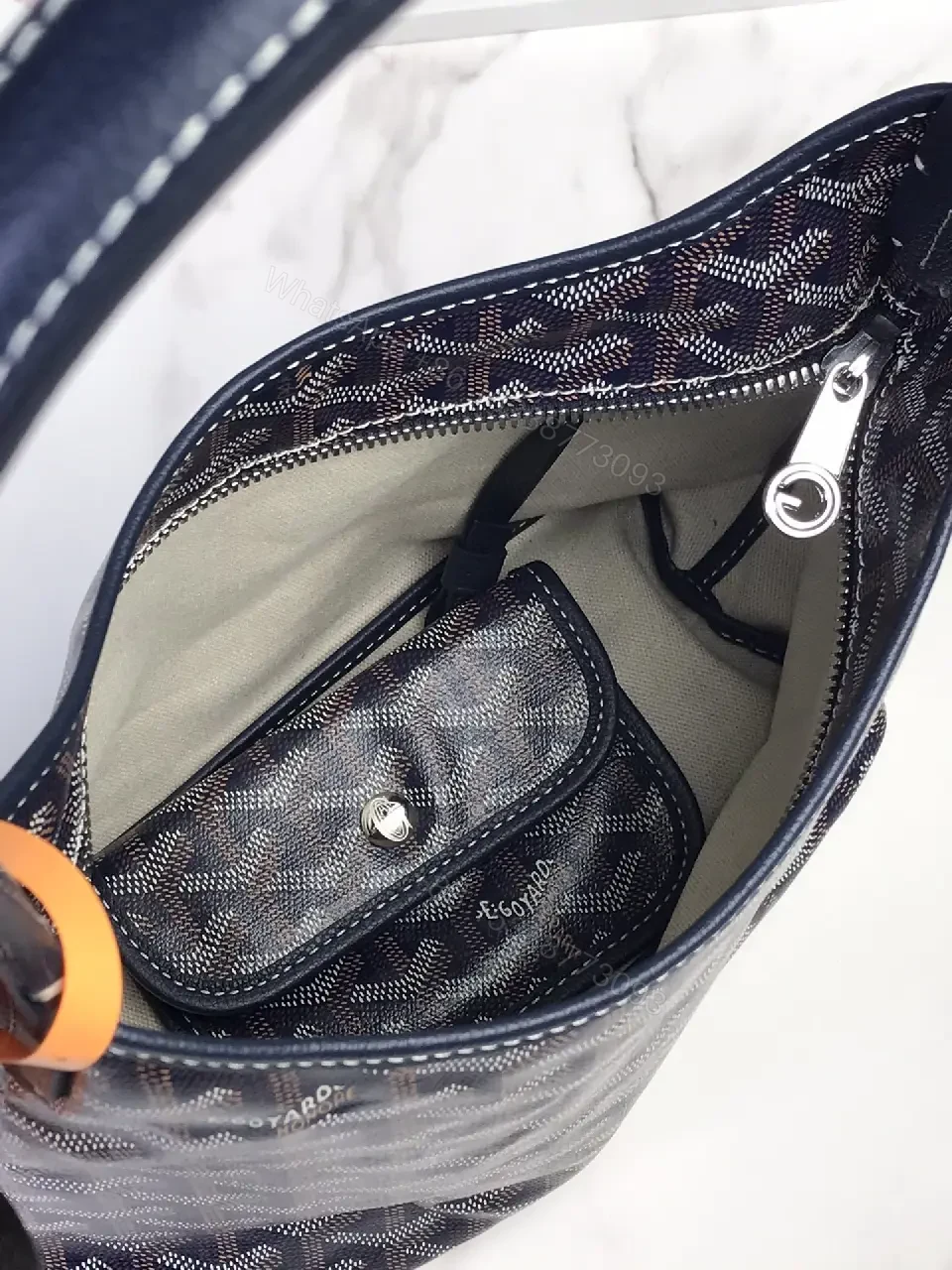 View 5 of Structured Patterned Shoulder Bag: Chevron Weave, Leather Trim
