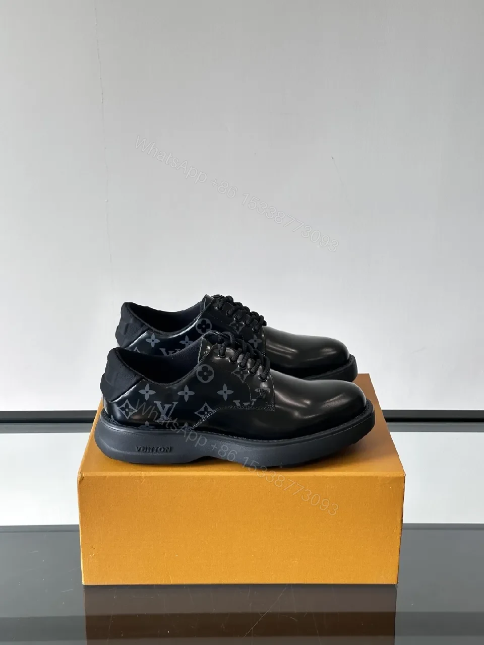 Chic LV-Patterned Leather Derby Sneakers: All-Day Comfort — view 1