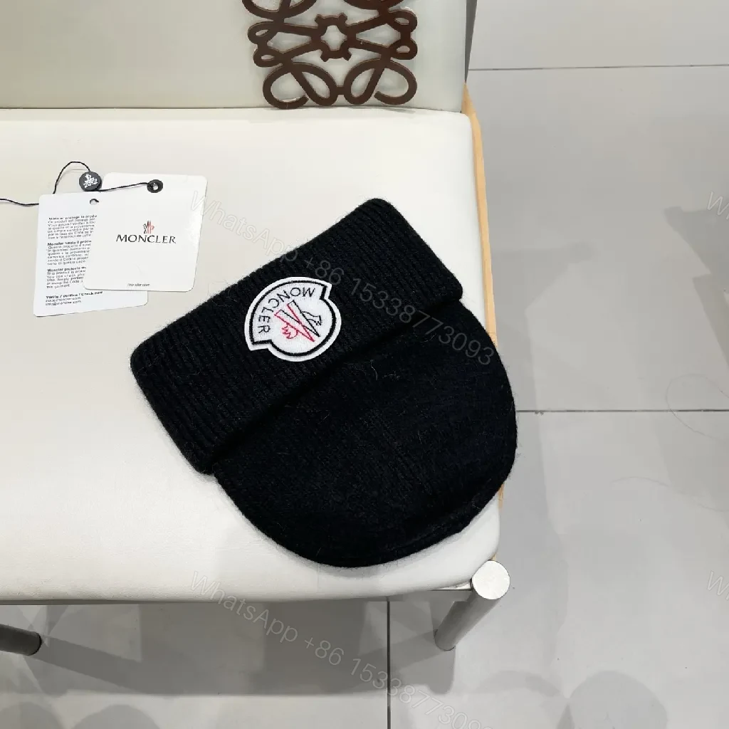View 3 of Monochrome Knit Beanie: Luxe Logo Warmth, Folded Cuff