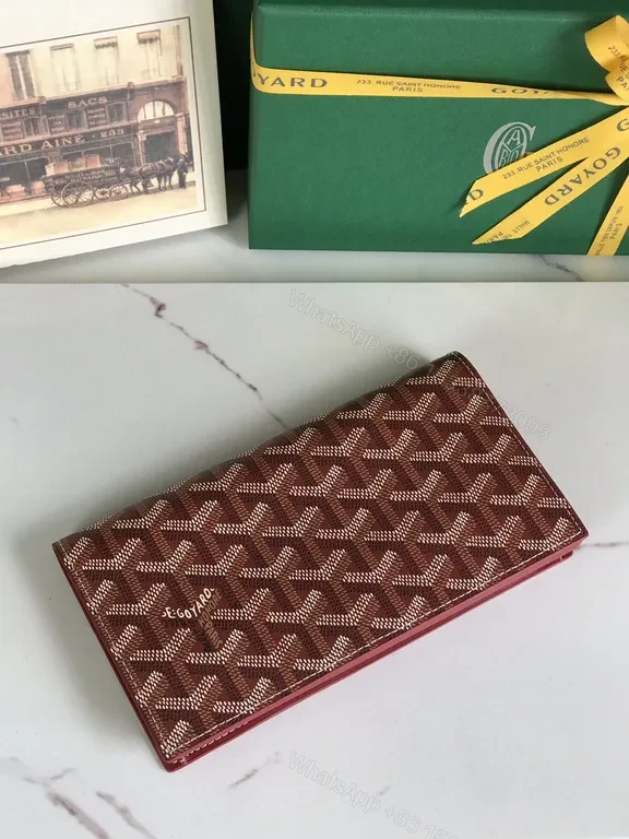 View 3 of Burgundy Goyard-Style Wallet: Luxe Compact Organizer