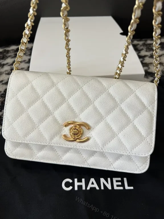 View 6 of Chic Quilted Wallet-On-Shoulder Bag with Gold Hardware