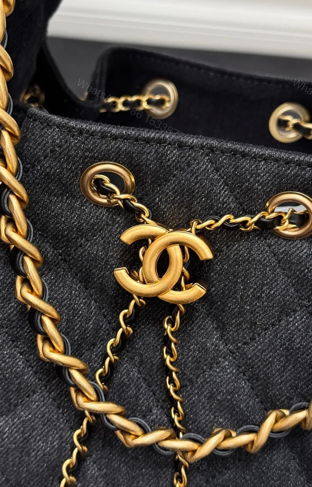 View 10 of CHANEL 25 Small IN BLACK-GRAY DENIM WITH GOLD HARDWARE