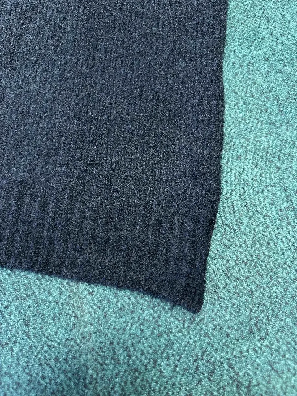 View 5 of Textured Knit Crewneck with Subtle LV Emblem, Navy, Mid-Weight Luxury