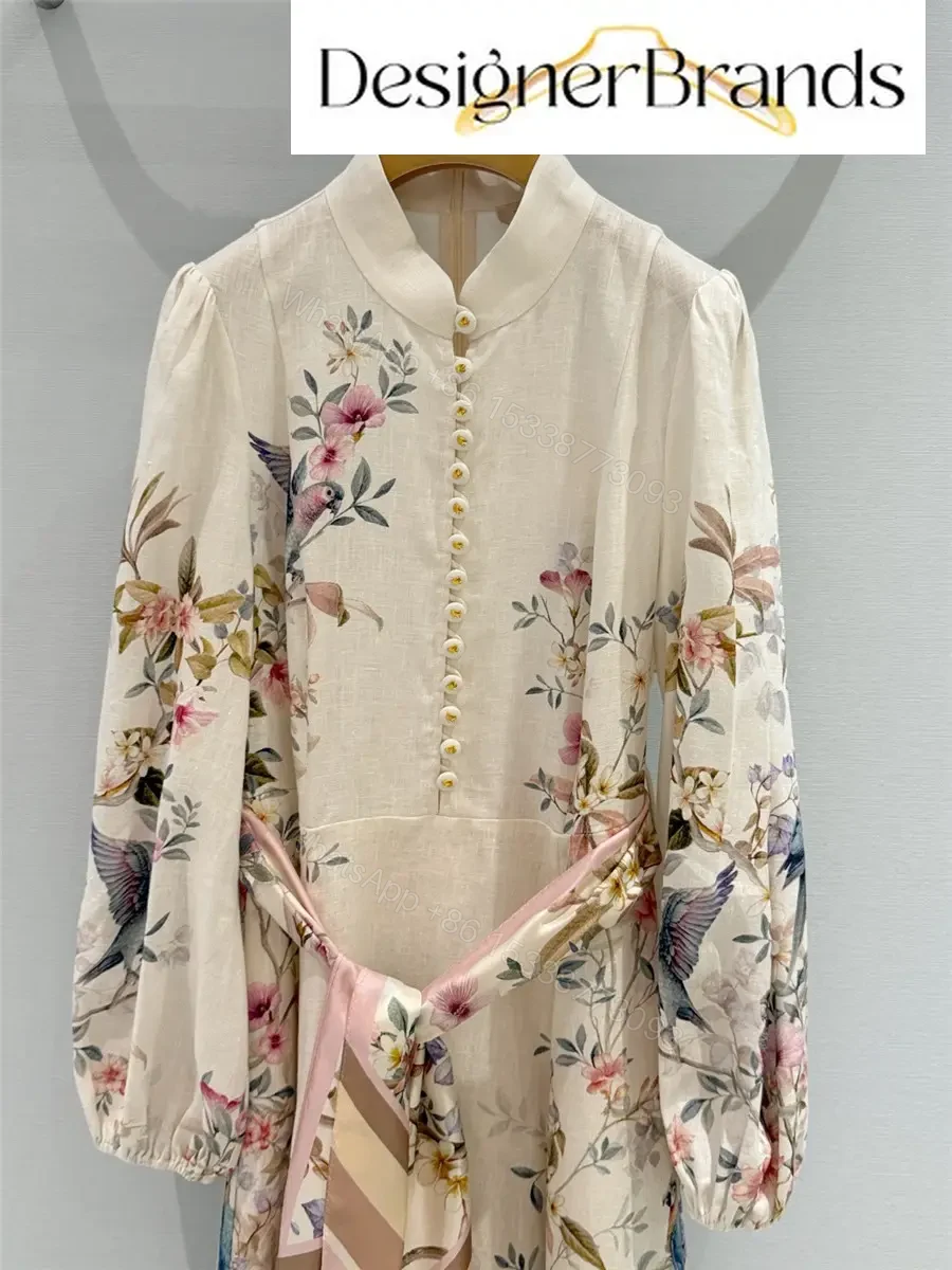 View 2 of Zimmermann Rebellion Button-Front Floral-Print Linen Midi Dress