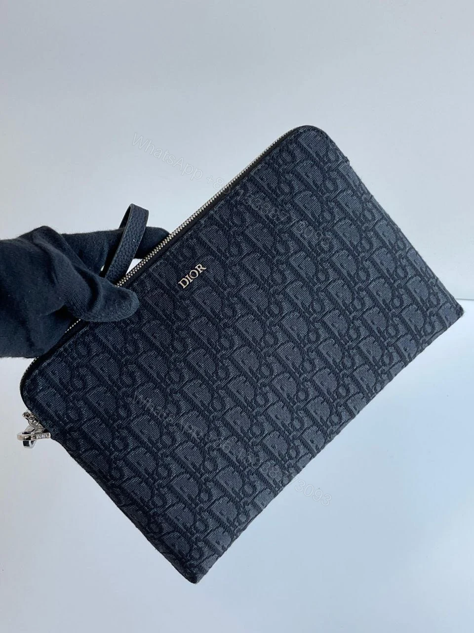 View 2 of DIOR Oblique Jacquard Triangle Case Black Multicolor
