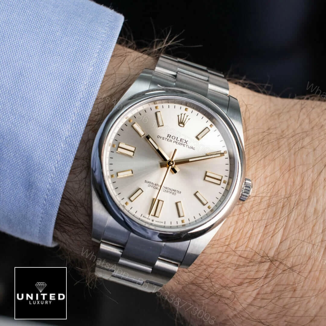 View 6 of Rolex Oyster Perpetual Grey Dial 126000 Replica