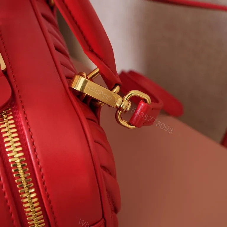 View 8 of Vivid Red Quilted Mini Satchel: Luxury Everyday Bag
