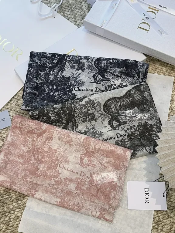 View 4 of Toile Scarve: Monochrome Dior-Print Silk-Feel Scarf