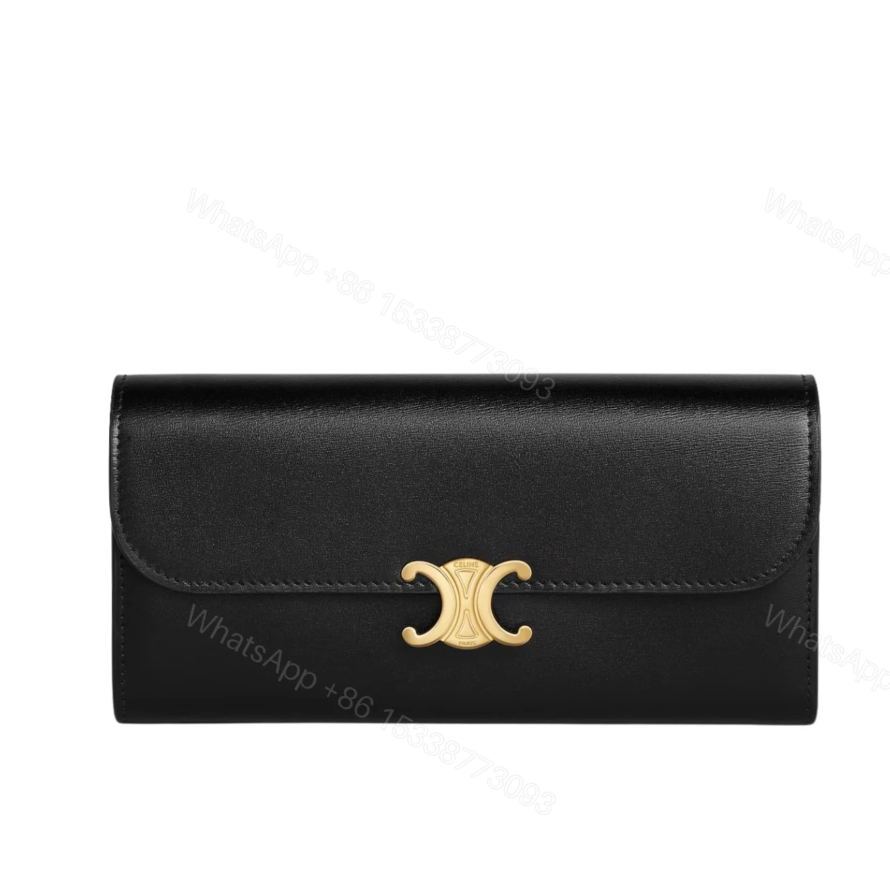 CELINE LARGE WALLET TRIOMPHE IN SHINY BLACK 19CM 10E313DPV 38NO — view 1