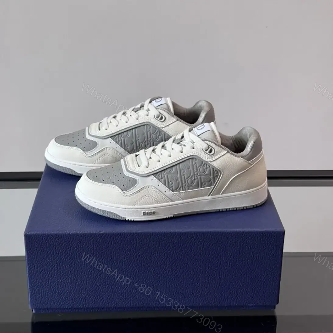 View 5 of DIOR B27 UPTOWN LOW-TOP SNEAKERS WHITE SMOOTH CALFSKIN AND WHITE OBLIQUE JACQUARD – CD217