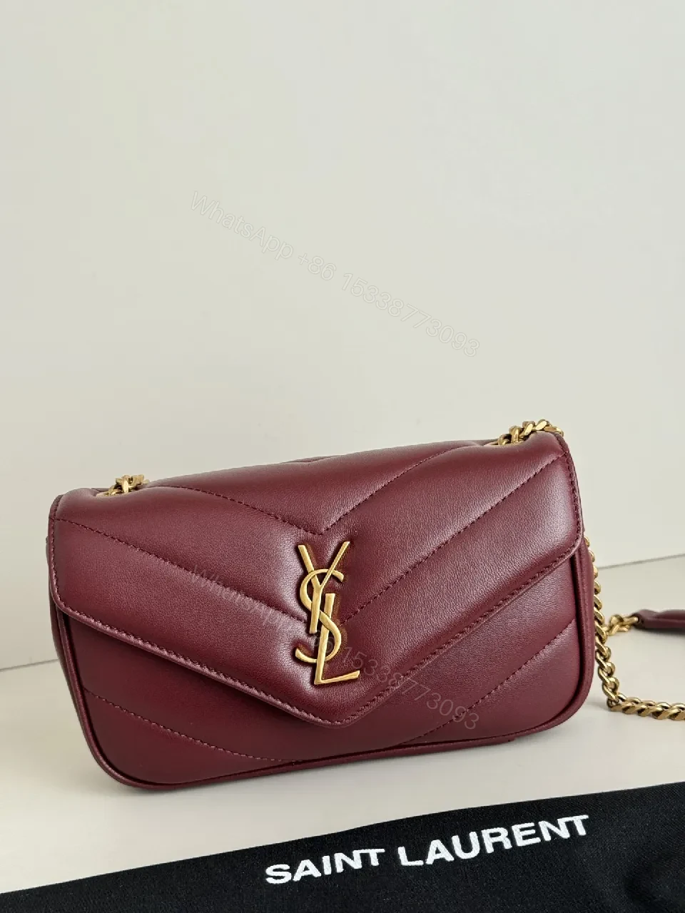 Burgundy Quilted Crossbody: Luxe Chain Detail Bag — view 1