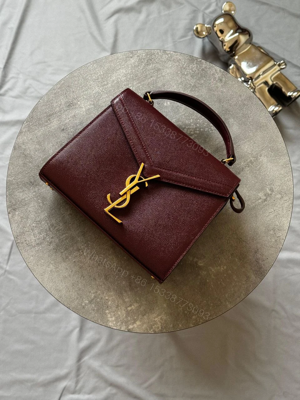 View 3 of Saint Laurent Grain de Poudre Medium Classic Monogram Cassandra