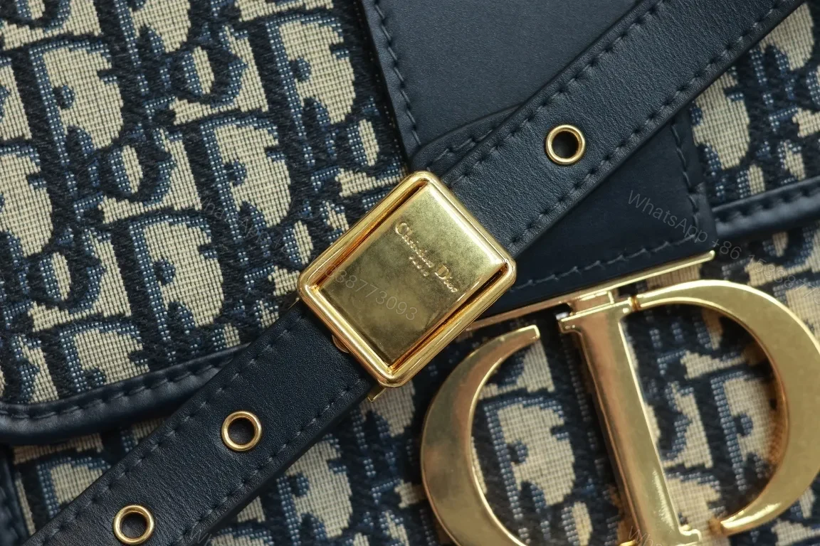 View 6 of Crossbody Bag: Monogram Pattern, Black Leather, Compact, Gold Clasp