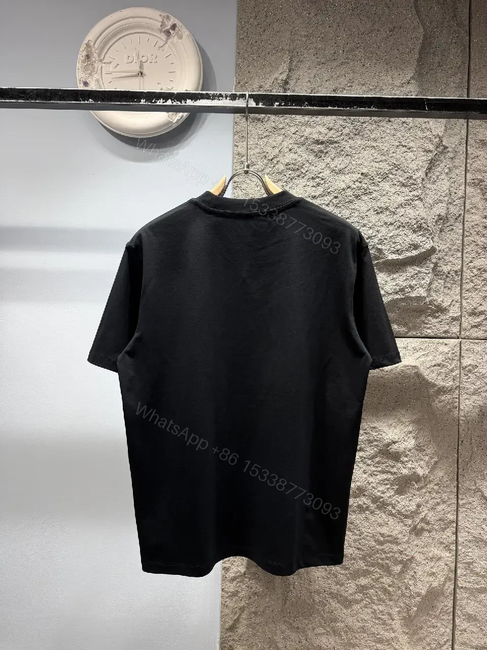 View 2 of Bold Monogram Tee with LV-Stitching: Black Cotton Tee